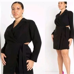 Eloquii Blazer Mini Dress w/ Back Waist Cutout Detail Black Sz 22